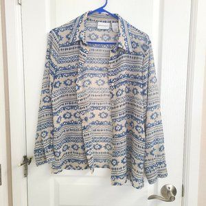 Sheer long sleeve button down